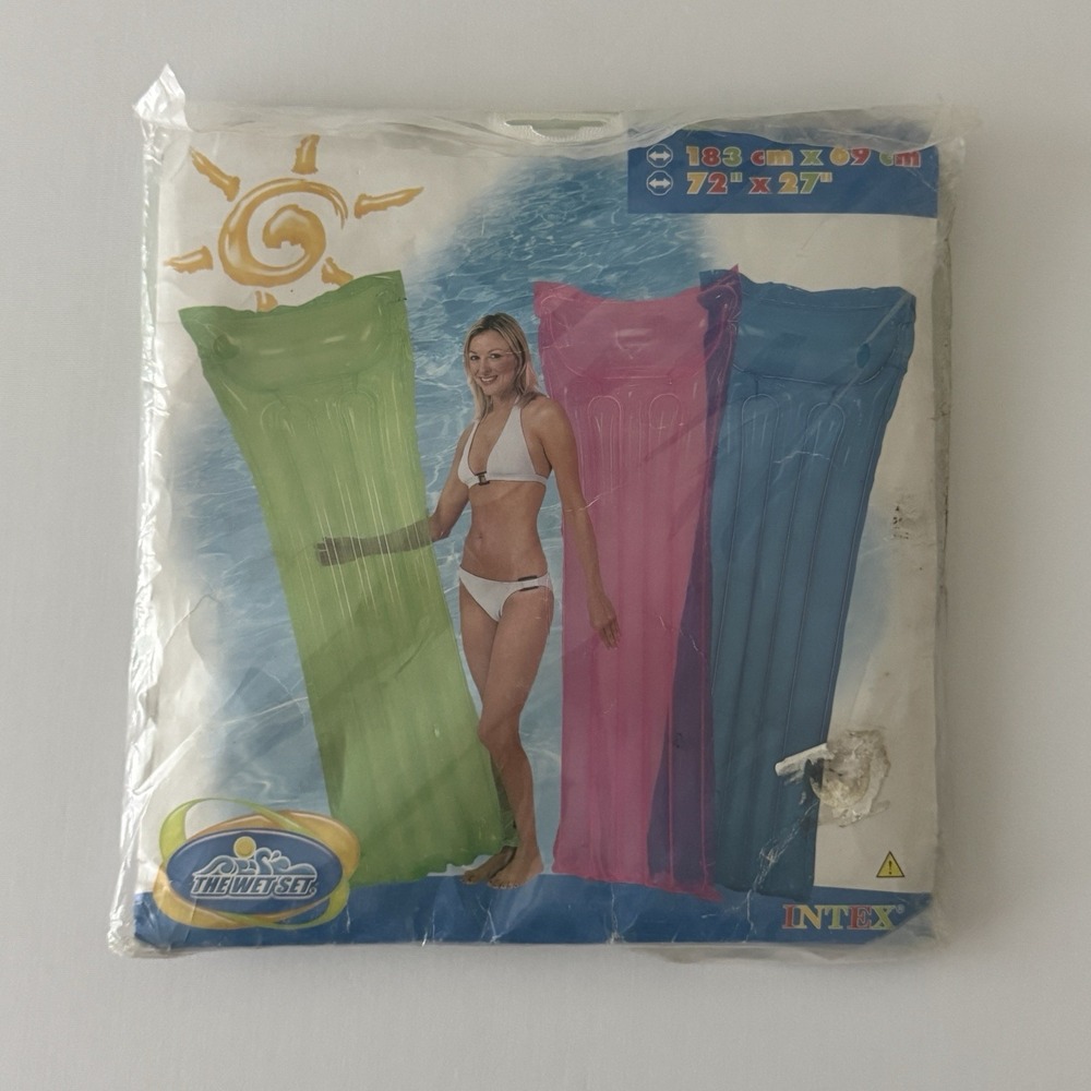 Vintage Intex Wet‎ Set Inflatable Pool Float Air Mattress 72x27 Y2K 2000s Green